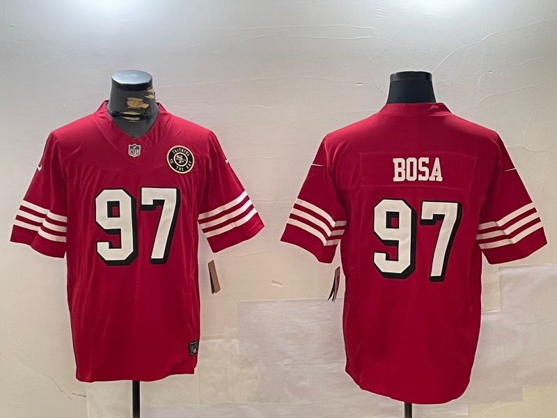 Men San Francisco 49ers #97 Bosa Red three generations 2024 Nike Limited NFL Jersey style 7->->